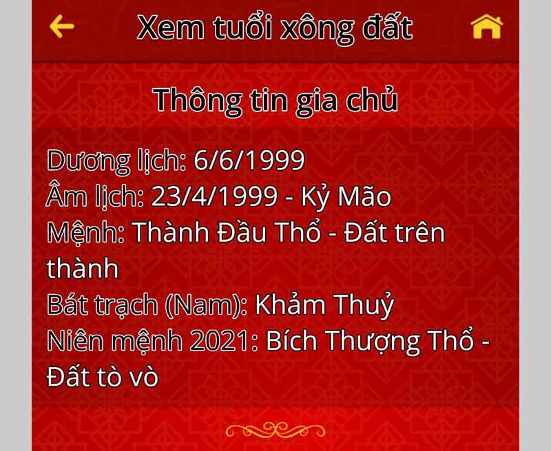 Th&ocirc;ng tin gia chủ